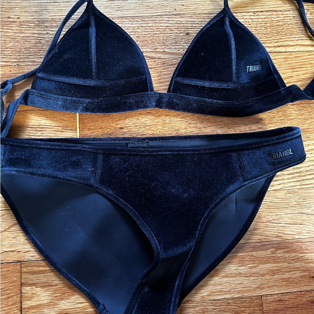 Triangl black velvet bikini